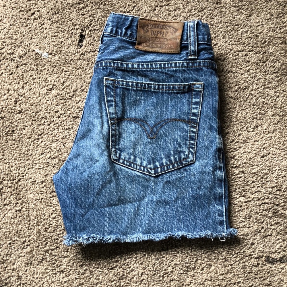 High waisted jean shorts with distressing
